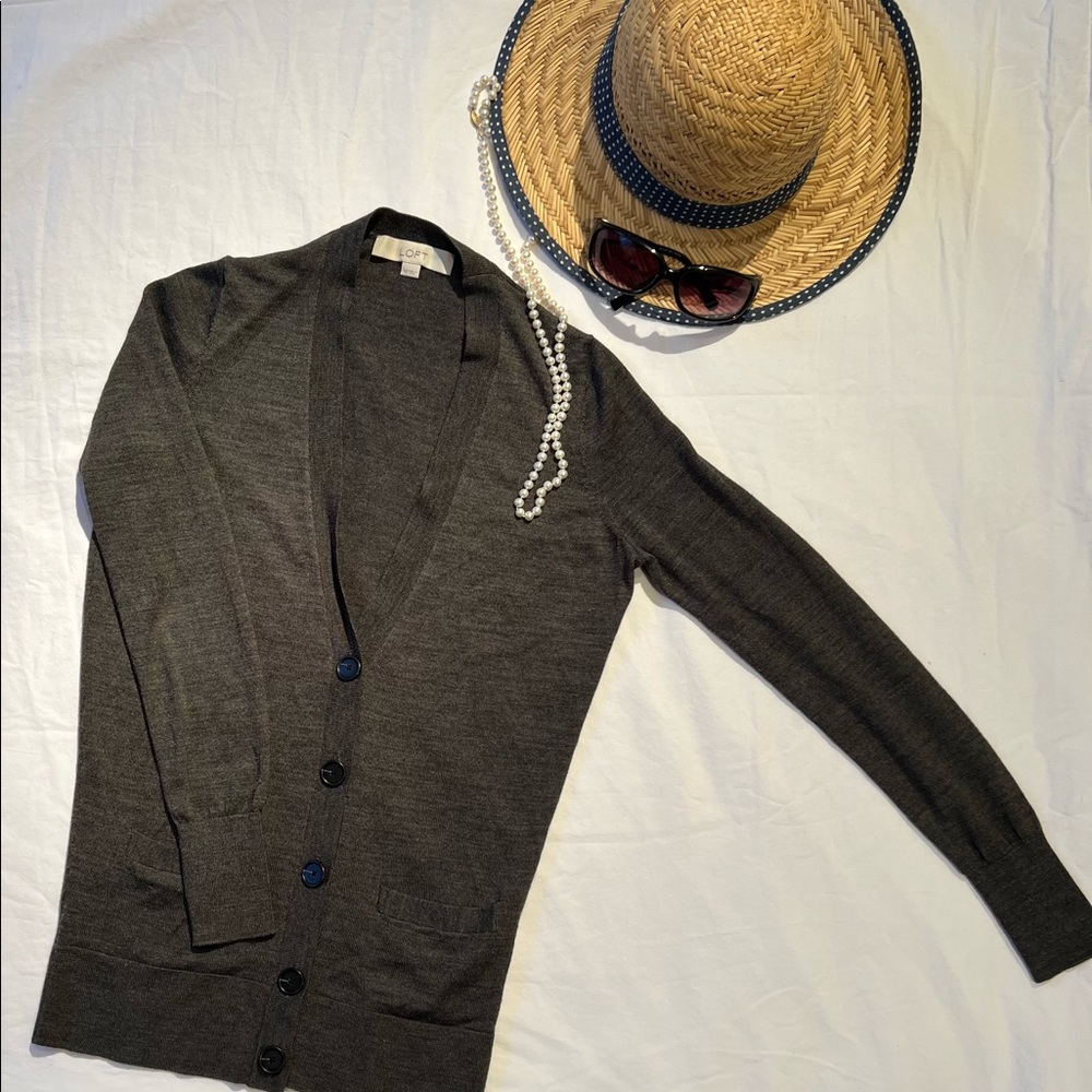 Loft, Dark Grey, Button Down Cardigan Sz XS